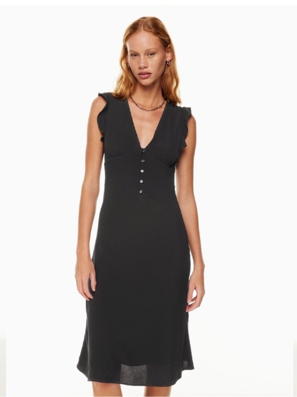 Aritzia Sunday Best Exude Dress Black Flutter Sleeve Midi Dress Size 0